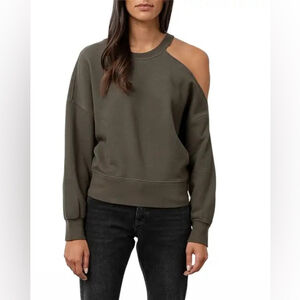 Rails Cutout Shoulder Sweatshirt in Olive Size Medium